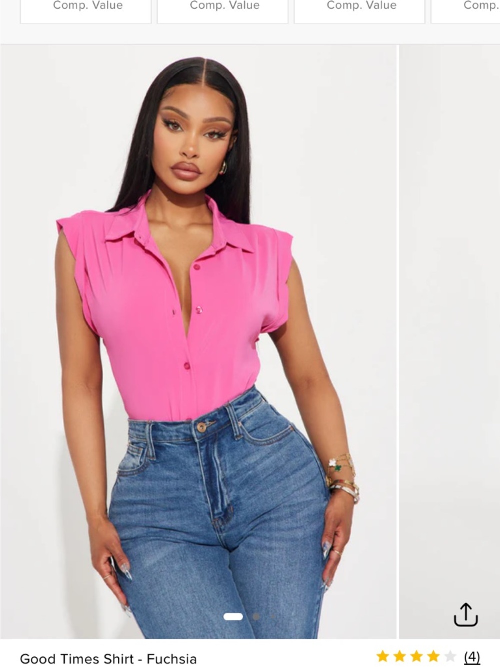 Fashion Nova Fuchsia Sleeveless Button-Front Blouse